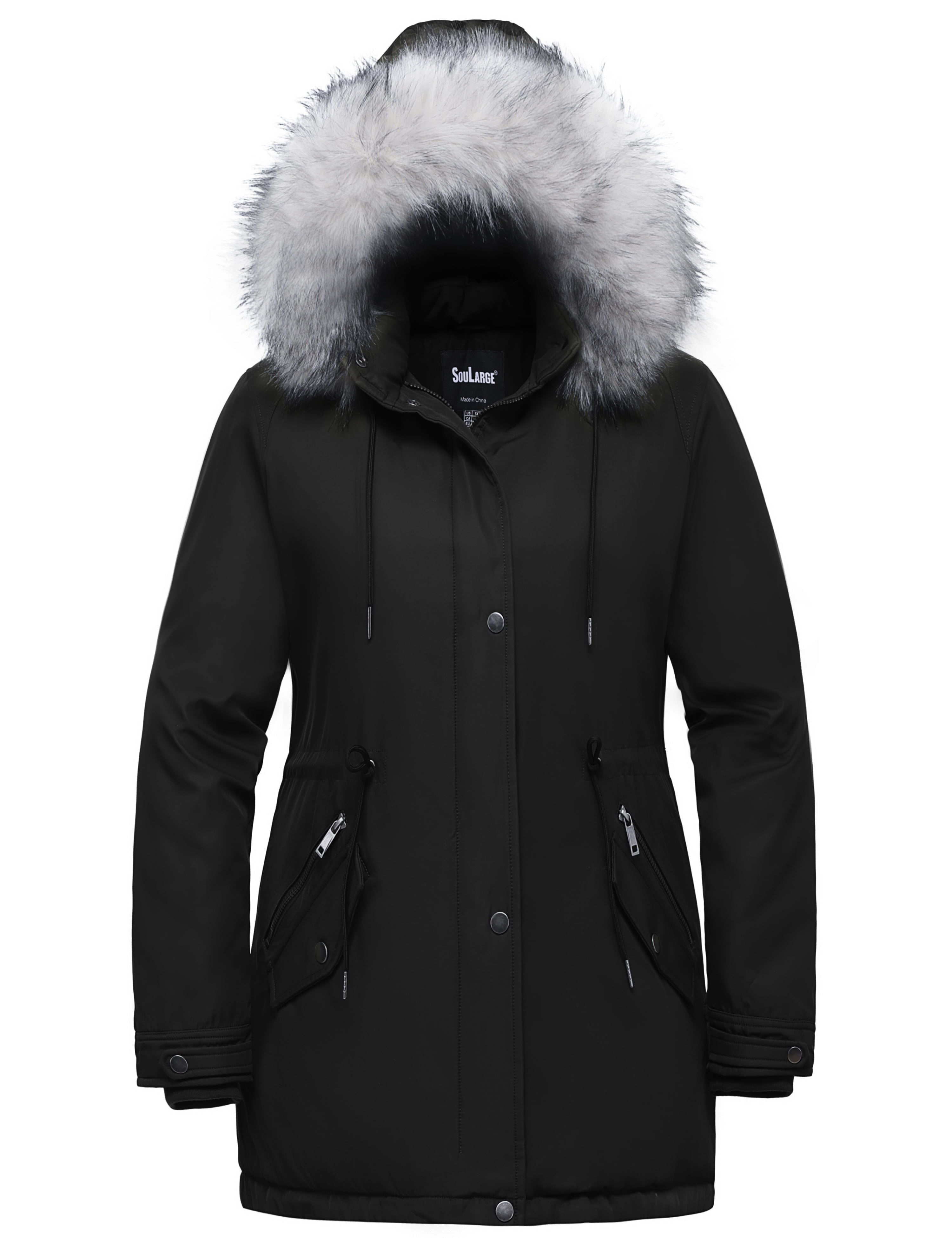 Soularge Women's Winter Plus Size Warm Faux Fur Coat Outerwear