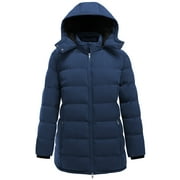 Soularge Women's Plus Size Winter Coat Windproof Puffer Coat Thicken Puffer Jacket Navy 4X