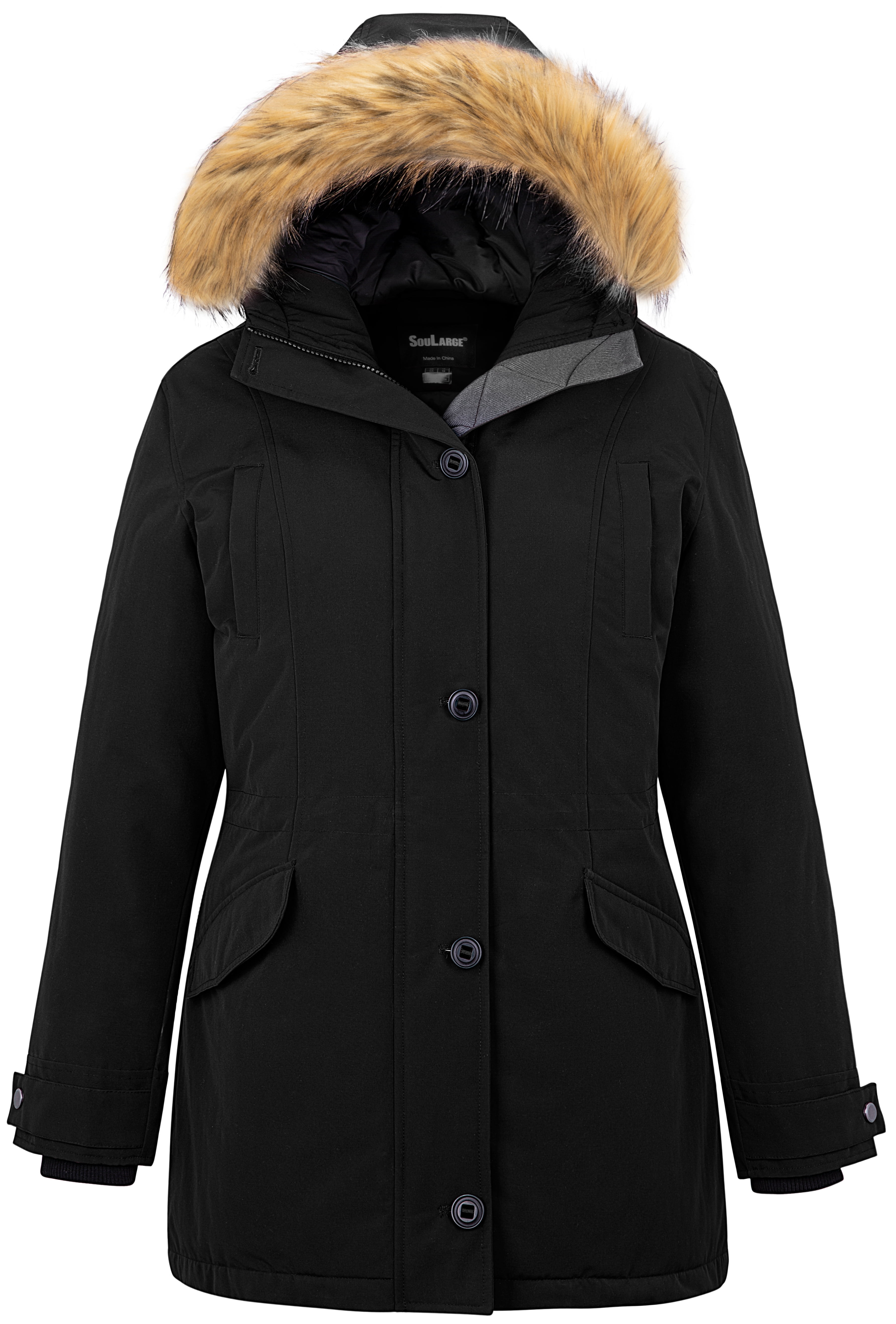 Winter Parka Steppjacke Damen Schwarz Mit Fell Fur Elara Damen