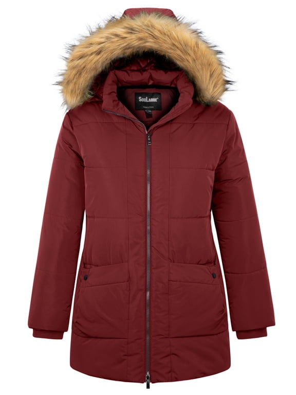 Women's Winter Plus Size Winter Coat Warm Puffer Jacket Waterproof Insulated Winter Jacket Red 2X