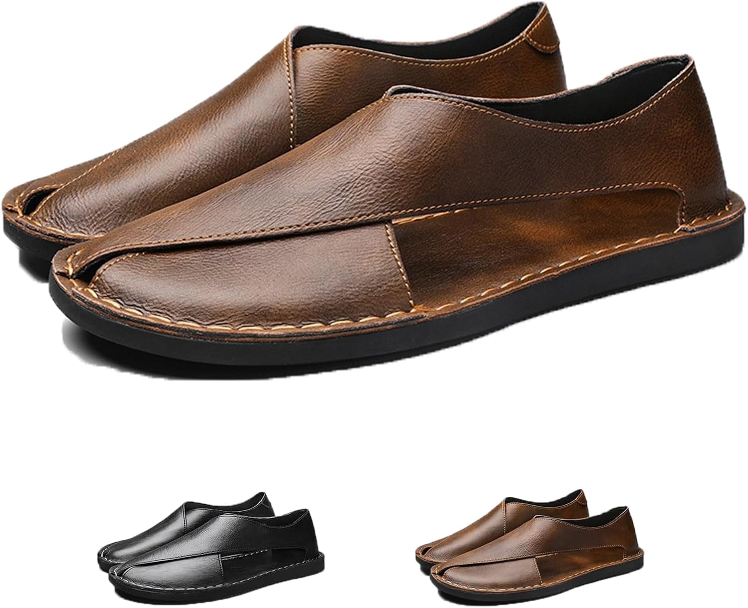 Slider Slippers for Men Genuine Leather Sandals