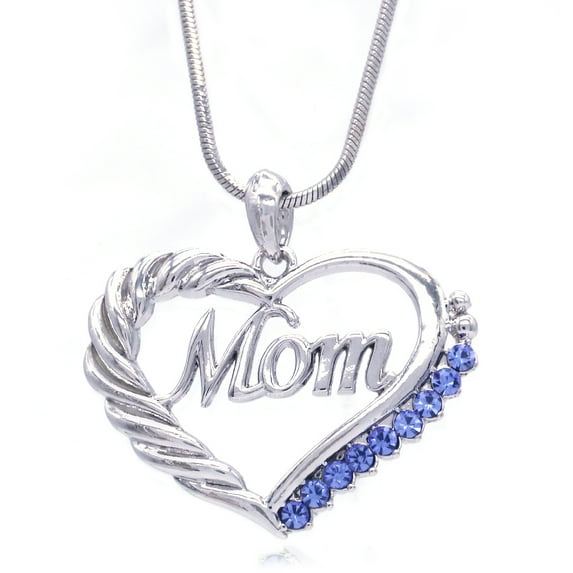 Soulbreezecollection Mother's Day Gift for Mom Blue Heart Necklace Love Pendant Charm Fashion Jewelry