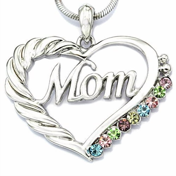 SoulBreezeCollection Mom Heart Necklace Love Pendant Charm for Mother's Day Gift Jewelry
