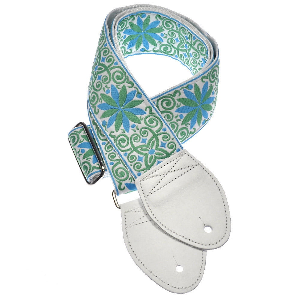 Souldier Guitar Strap - Dresden Star Miami Turquoise & Lime (White Ends)