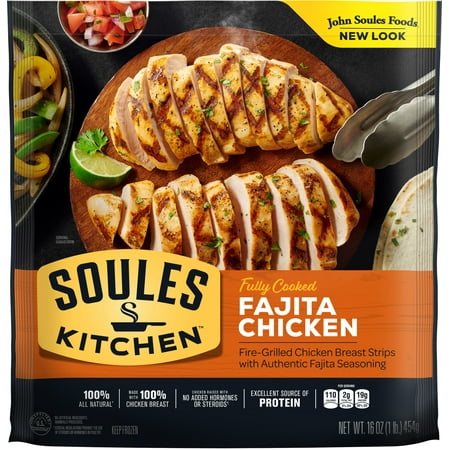 Soules Kitchen Chicken Breast Fajita Strips, Frozen, Fully Cooked, 16 oz, 18g Protein per Serving