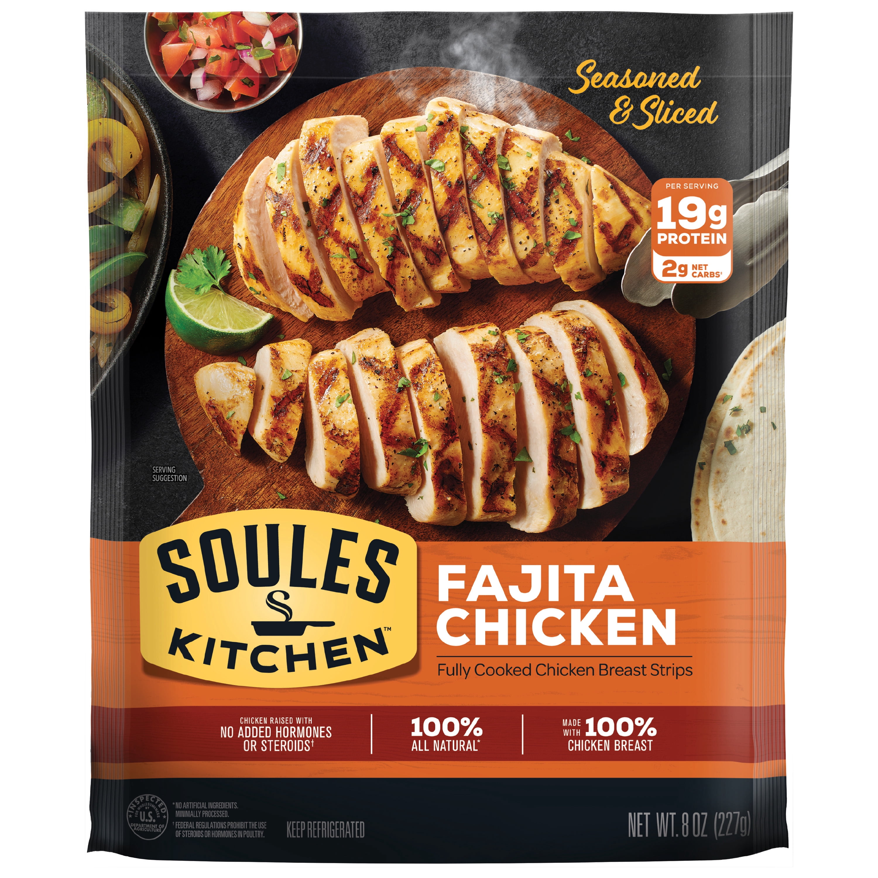 Soules Kitchen Fajita Chicken, 8 oz, Refrigerated, Fully Cooked, No Hormones, Gluten-Free