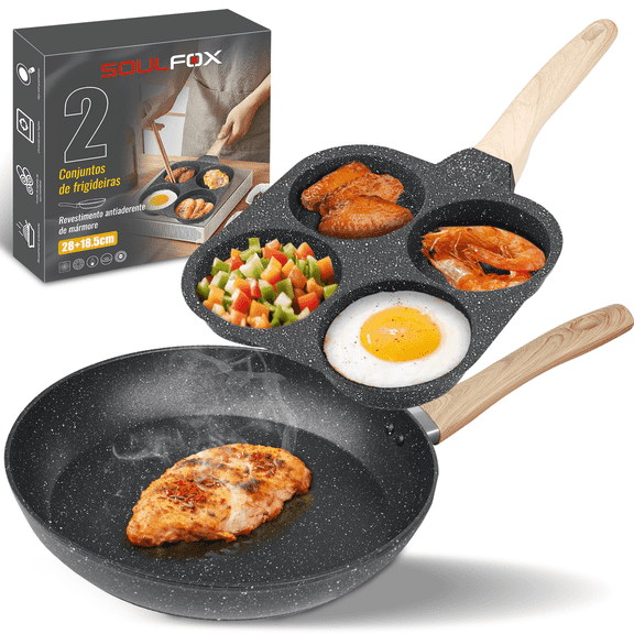 Soulfox 2-Piece Granite Nonstick Fry Pan Set 11"/7.28"Aluminum Cookware All Stove&Dishwasher Safe