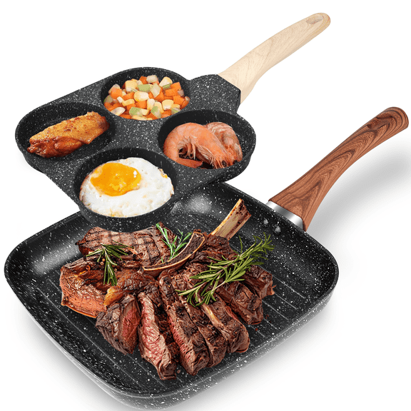 Soulfox 2-Piece Granite Nonstick Fry Pan Set 9.72"/7.28"Aluminum Cookware All Stove&Dishwasher Safe
