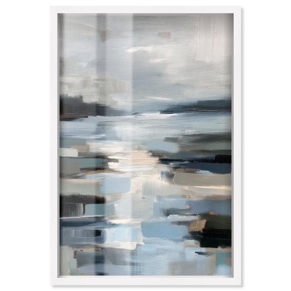 Soulful Mist I Shadowbox Print Modern Wall Decor by Art Remedy, White Frame, 20 x 30