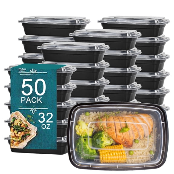 Soulgenix 50 Pack Meal Prep Containers, Food Storage Containers with Lids, BPA-Free, Reusable & Microwave Safe, Stackable Plastic Lunch Boxes for Portion Control, Meal Prepping