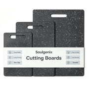 Soulgenix Cutting Boards for Kitchen,3 Pieces Chopping Board with Non Slip Handles, Reversible Large Cutting Board Set, Dishwasher Safe, Black