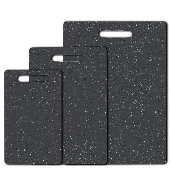 Soulgenix Cutting Boards for Kitchen,3 Pieces Chopping Board with Non Slip Handles, Reversible Large Cutting Board Set, Dishwasher Safe, Black