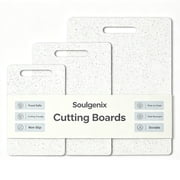 Soulgenix Cutting Boards for Kitchen, 3 Pieces Chopping Board with Non Slip Handles, Reversible Large Cutting Board Set, Dishwasher Safe, White