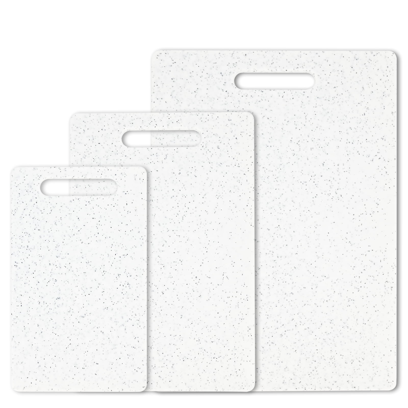 Soulgenix Cutting Boards for Kitchen, 3 Pieces Chopping Board with Non Slip Handles, Reversible Large Cutting Board Set, Dishwasher Safe, White