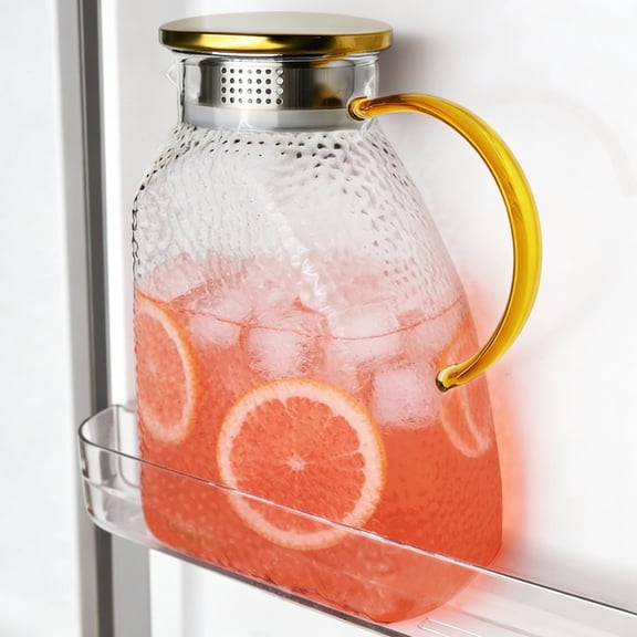 Soulgenix Glass Pitcher, 64oz Refrigerator Pitchers with Lid and Handle, Glass Carafe for Hot/Cold Water, Large Iced Tea Pitcher for Coffee, Juice and Homemade Beverage