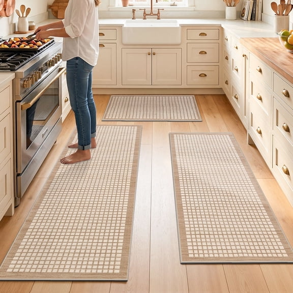 Soulgenix Kitchen Rug Sets, 3 Pieces Kitchen Rug with Non-Slip Baking for Kitchen Floor Comfort Standing, Rugs Mat with 20"x32" 20"x47" 20"x59"