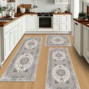 Soulgenix Kitchen Rug Set, 3 Pcs Kitchen Rug with Non Slip Backing for Floor and Hallway Laundry, Kitchen Mats for 20''x32''+20''x47''+20''x59''