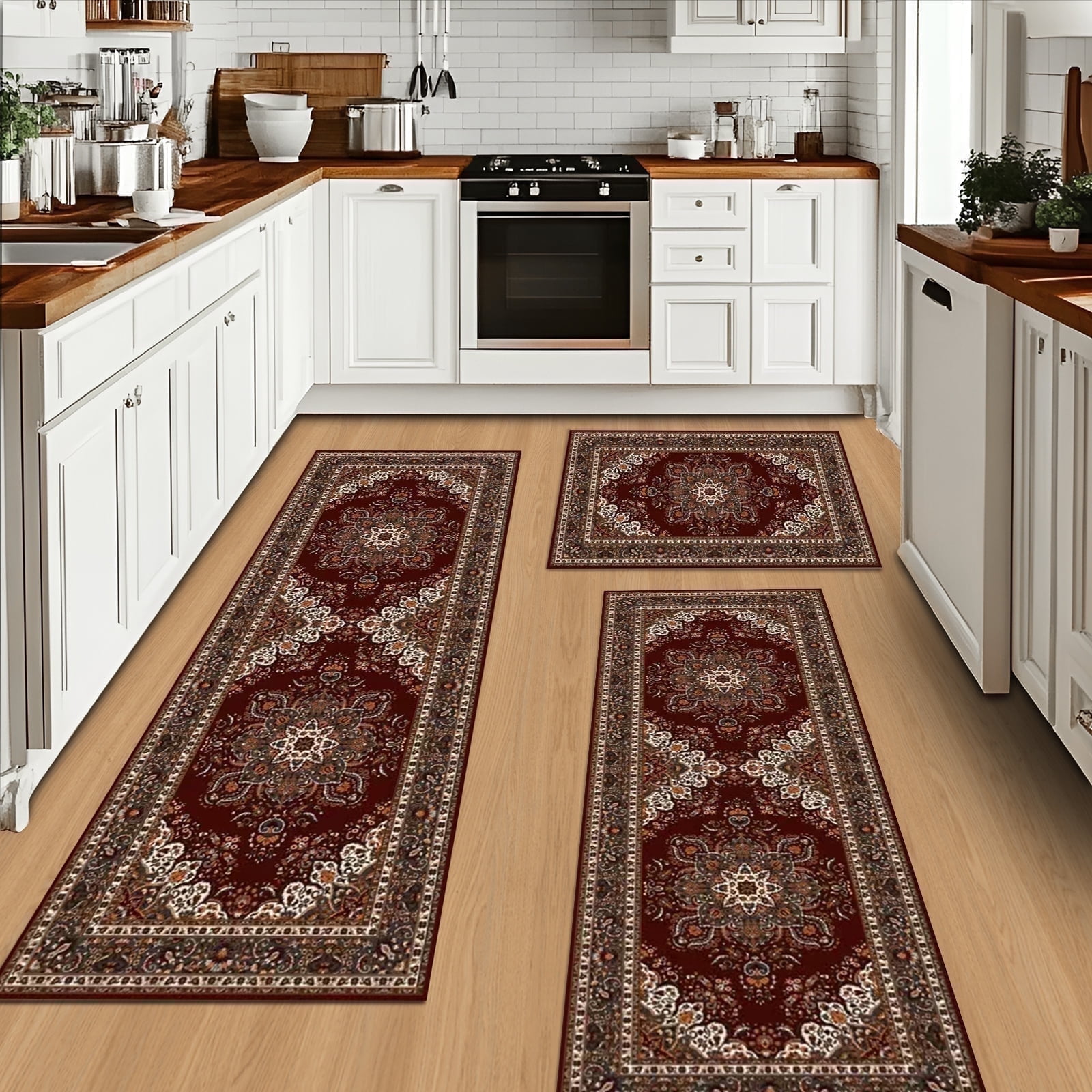 Soulgenix Kitchen Rug Set, 3 Pcs Kitchen Rug with Non Slip Backing for ...