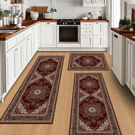 Soulgenix Kitchen Rug Set, 3 Pcs Kitchen Rug with Non Slip Backing for Floor and Hallway Laundry, Kitchen Mats for 20''x32''+20''x47''+20''x59''