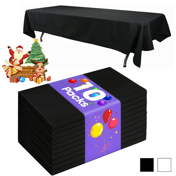 Soulgenix 10 Pack Plastic Tablecloth, 54"x 108" Premium Disposable Table Cover for Christmas Holiday Winter Dinning Parties, Tablecloth for 6ft Tables