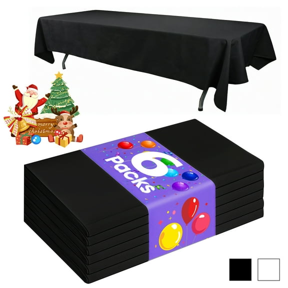 Soulgenix 6 Pack Plastic Tablecloth, 54"x 108" Premium Disposable Table Cover for Christmas Holiday Winter Dinning Parties, Tablecloth for 6ft Tables
