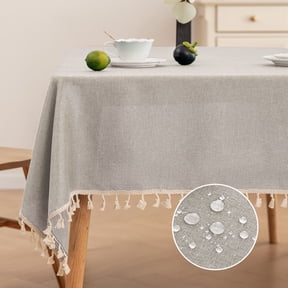 Soulgenix Tablecloth, 55"*70" Rectangle Table Cloth with Tassel, Table Cover for Dining, Party, Home, Fits Tables 30"×45" (4-6 seats), Beige