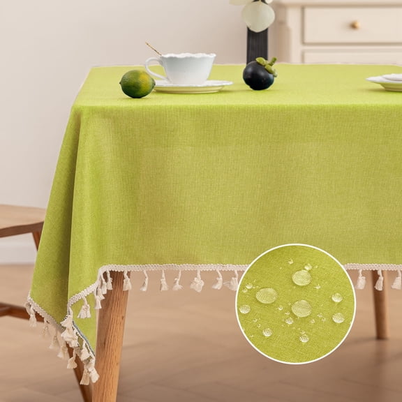 Soulgenix Tablecloth, 55"*70" Rectangle Table Cloth with Tassel, Table Cover for Dining, Party, Home, Fits Tables 30"×45" (4-6 seats), Green