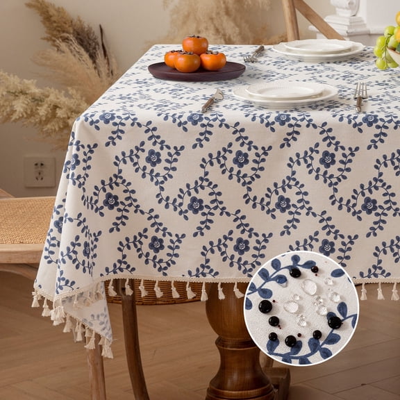 Soulgenix 55"*86" Tablecloth, Waterproof Table Cloth for Rectangle Tables, Cotton Linen Dining Table Cover for Kitchen Dining,Party Weddings, 6-8 Seats