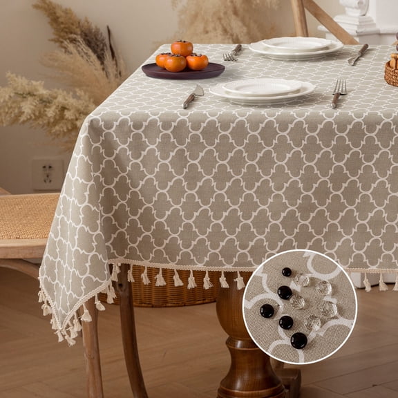Soulgenix 55"*86" Tablecloth, Waterproof Table Cloth for Rectangle Tables, Cotton Linen Dining Table Cover for Kitchen Dining,Party Weddings, 6-8 Seats
