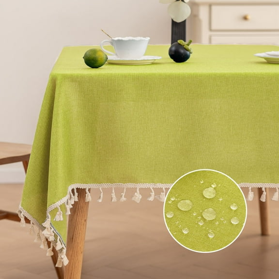 Soulgenix Tablecloth, 55"*86" Rectangle Table Cloth with Tassel, Table Cover for Dining, Party, Home, Fits tables 30"×61" (seats 6-8 people), Green
