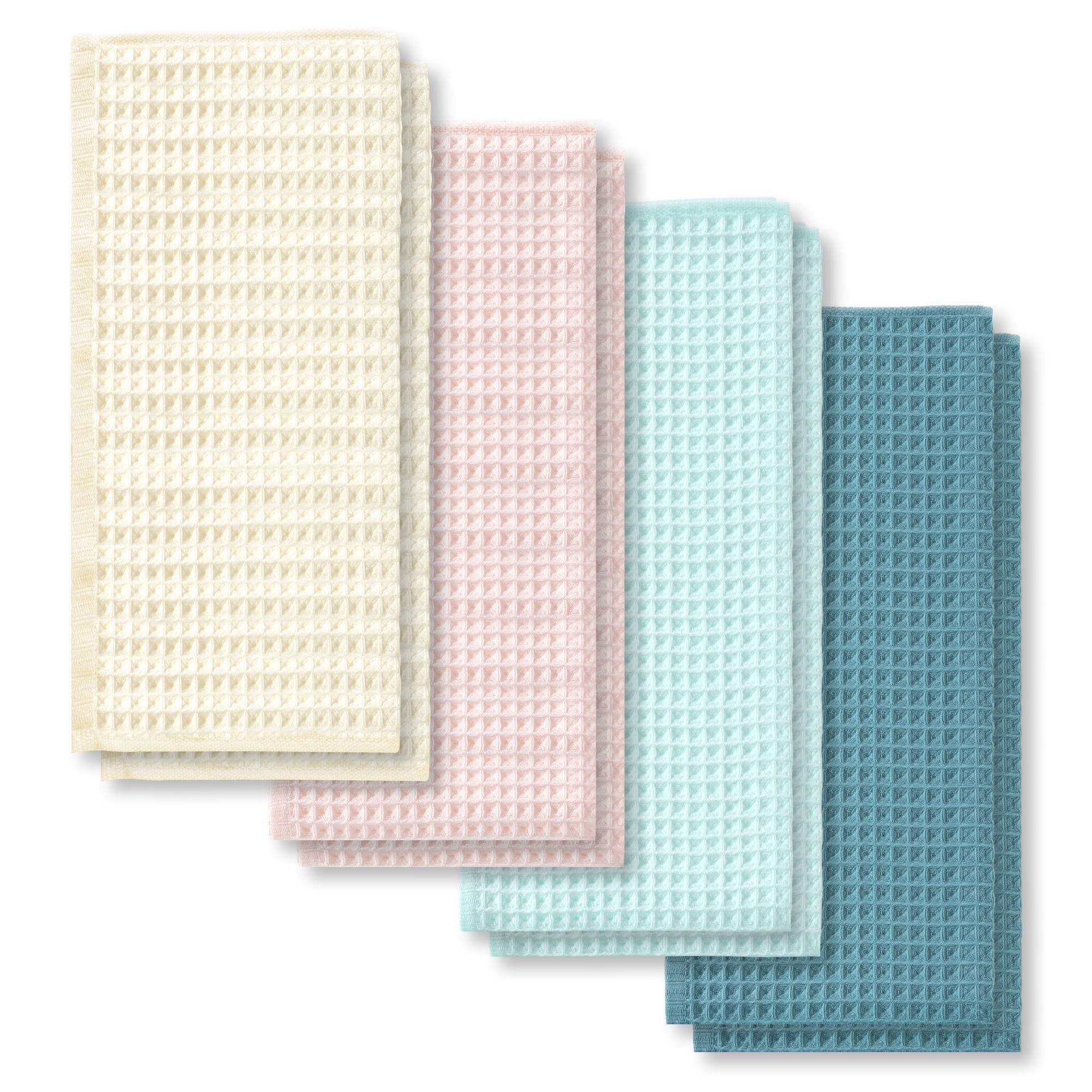 Soulgenix Kitchen Towel Set, 8 Pack Waffle Kitchen Towel, Soft & Absorbent for Kitchen Cleaning, Cotton Kitchen Towels for Drying and Cleaning, Assorted Colors, 13"*28"