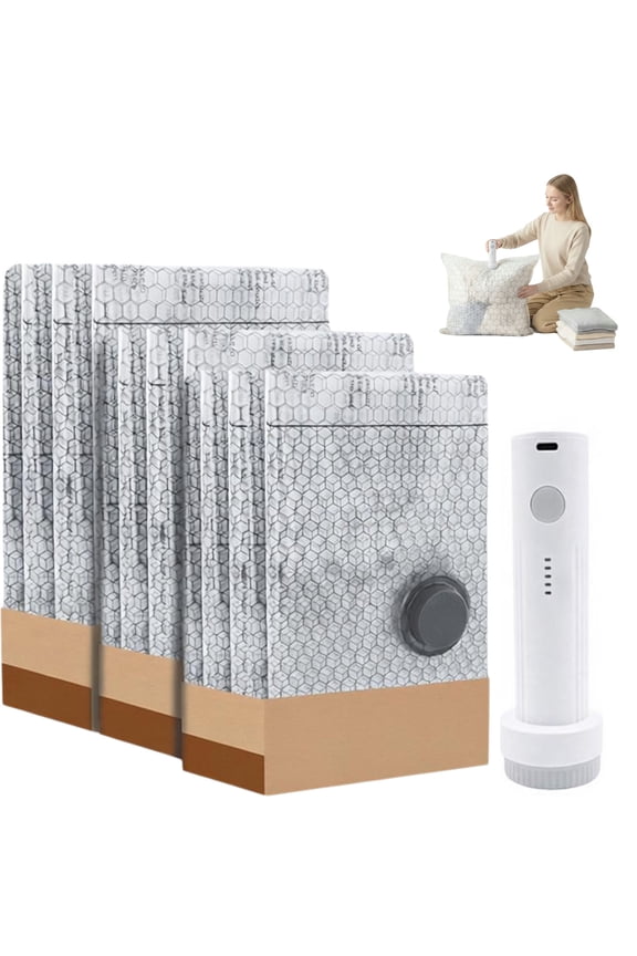 Soulin Vacuum Bags, Soulin Max Compression Kit, Automatic Air Venting with Dual-Seal Structure, Space-Saving and Airtight Storage, Durable Material, Ideal for Travel