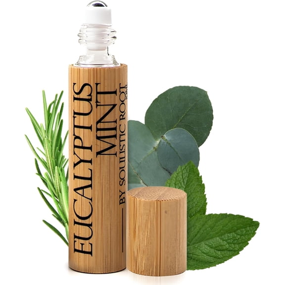 Soulistic Root Eucalyptus Mint Essential Oil Roll On  Aromatherapy Blend w/Peppermint, Spearmint, Rosemary  Breathe Rollerball for Self Care, Spa, Energy, Wellness  10ml Bottle - for Men & Women