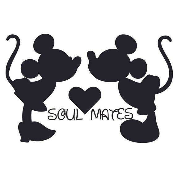 Soulmate And Minnie Silhouette Customized Wall Decal - Custom Vinyl Wall Art - Personalized Name - Baby Girls Boys Kids Bedroom Wall Decal Room Decor Wall Stickers Decoration Size (30x30 inch)