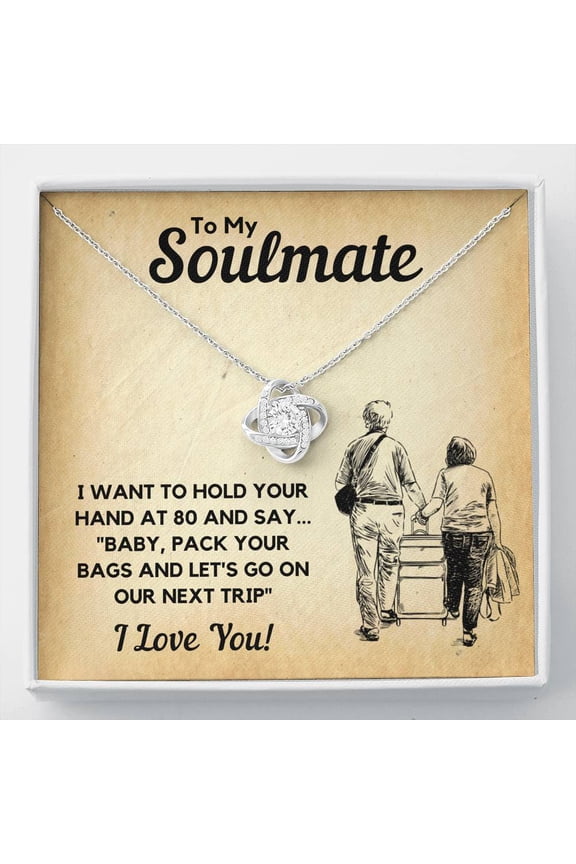 To My Soulmate Bags Love Knot Necklace, Valentine Couple Gift, Anniversary Birthday Pendant Gift, Gift For Him, Gift For Her, Happy Father Day Mother Day Gift