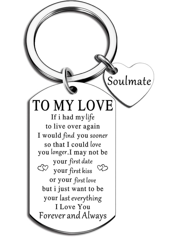 Soulmate Gifts for Him Her Boyfriend Husband Girlfriend Wife Soulmate To My Love Keychain Romantic Anniversary I Love You Gifts Birthday Anniversary Christmas Romantic Gift for Him Her