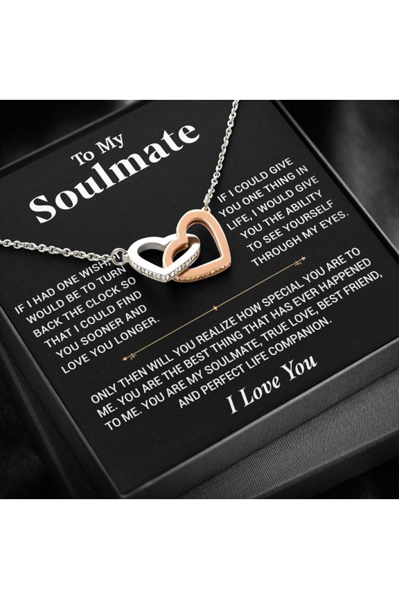 To My Soulmate Girlfriend Wife Birthday Sweetest Necklace, A Meaningful Necklace Perfect For Anniversaries, Birthdays, Valentine V6739, Multi Interlocking Heart Necklace