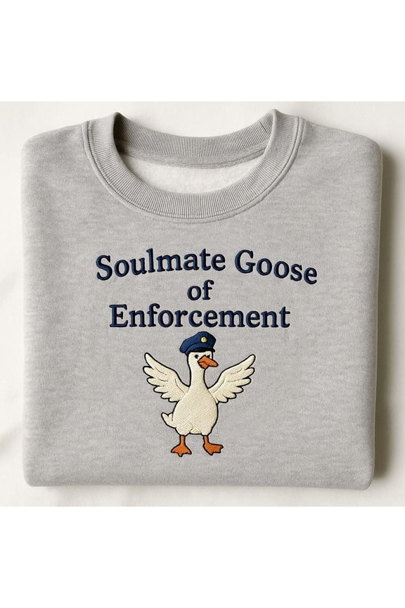 Soulmate Goose of Enforcement Embroidered Sweatshirt, Police Spouse Gift, Funny Law Enforcement Crewneck, Blue Lives Matter Hoodie