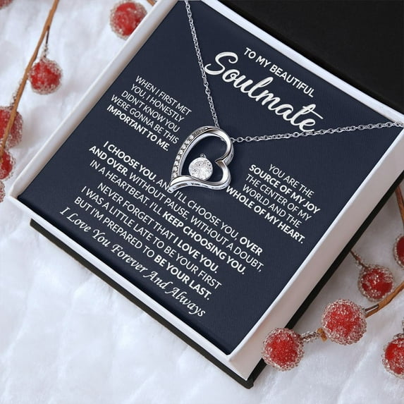 Soulmate I Choose You, Forever Love Necklace, Romantic Your Soulmate, White Forever Love Necklace