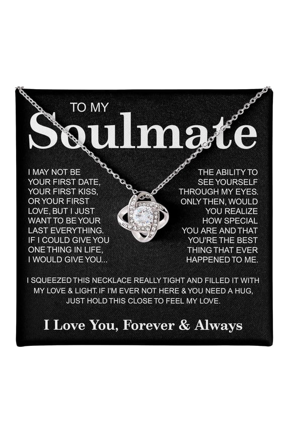 To My Soulmate Necklace, Soulmate Jewelry, Her, Girlfriend Necklace From Boyfriend, Valentine’S Day Necklace For Wife Or Girlfriend, Future Wife Birthday Anniversary #9 #55, White Love Knot Necklace