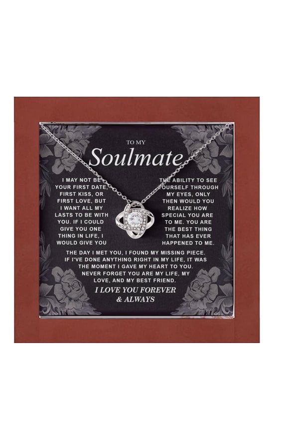 To My Soulmate Necklace Wife, Girlfriend, Fiancée - Anniversary, Valentine'S Day Necklace Soul Mates, Soulmate Jewelry Birthday From Husband Knot Luxury Vs46 #311, White Love Knot Necklace