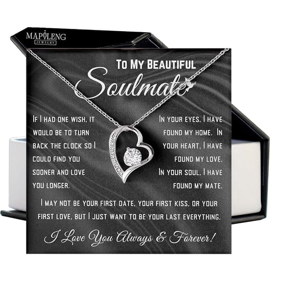 To My Soulmate Necklace For Women, Girlfriend, Presents For Girlfriend, Best Birthday Meaningful Ideas For Wife, Women Romantic Jewelry For Her Anniversary #2052, White Forever Love Necklace