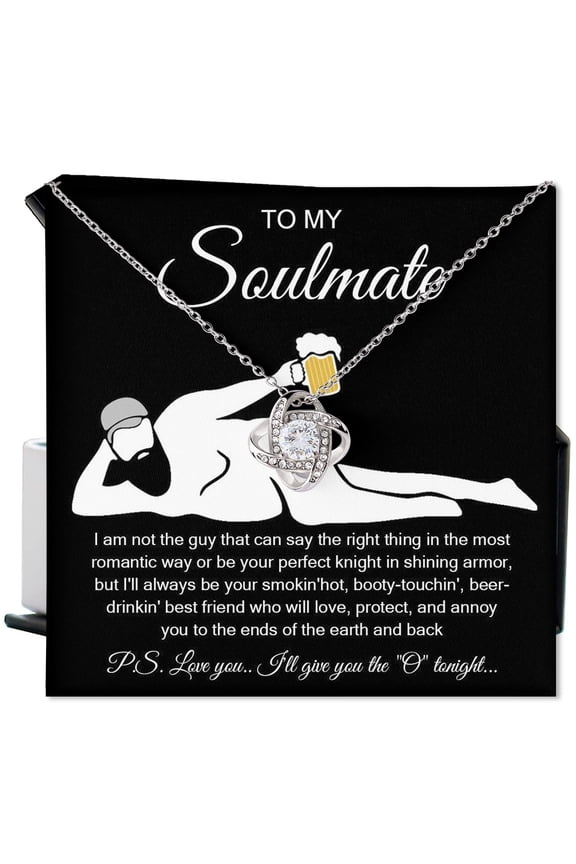 To My Soulmate Necklace For Women, Girlfriend, Presents For Girlfriend, Best Birthday Meaningful Ideas For Wife, Women Romantic Jewelry For Her Anniversary #562, White Love Knot Necklace