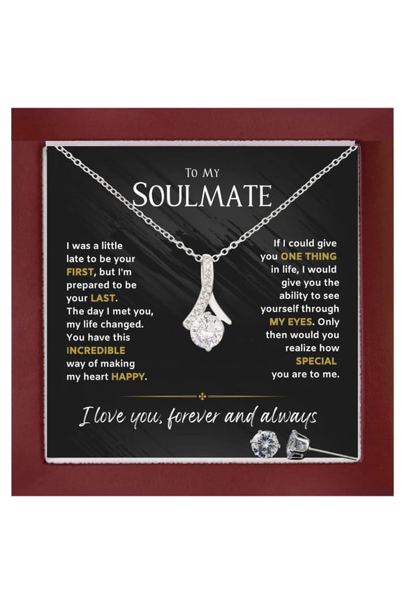 To My Soulmate Necklace For Women, Soul Mate Jewelry For Women, Future Wife, To My Wife Necklace From Husband, Girlfriend #21, White Alluring Necklace