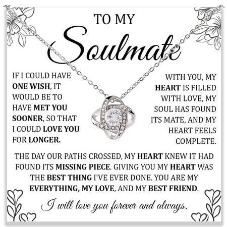 To My Soulmate Necklace For Women, Soulmate Necklace For Her, To My Wife Necklaces From Husband, Girlfriend From Boyfriend, Anniversary Birthday Necklaces For Wife #1253, White Love Knot Necklace