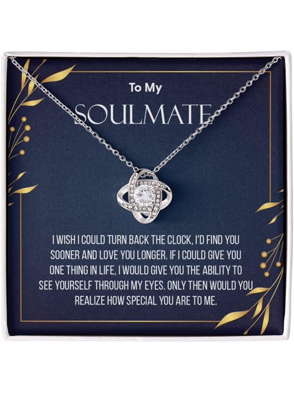 To My Soulmate Necklace For Women, To My Wife Necklace From Husband, Love Knot Necklace Gifts For Wife From Husband, Birthday Gifts For Wife, Beautiful Soulmate Jewelry On Christmas