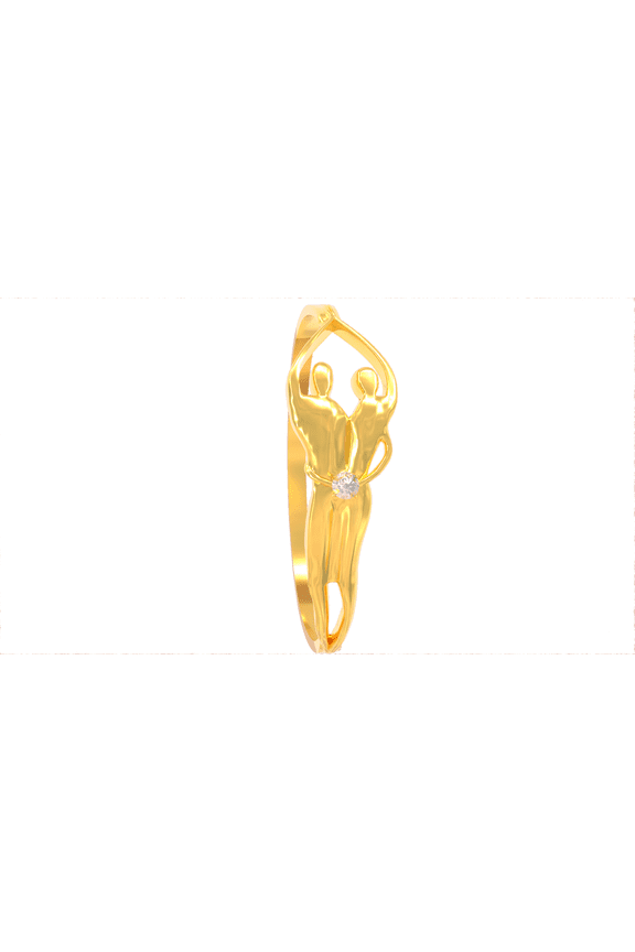 925 Sterling Silver Soulmate Ring, Gift for Her, Gold Overlay, Clear Cubic Zirconia Stone, Size 6