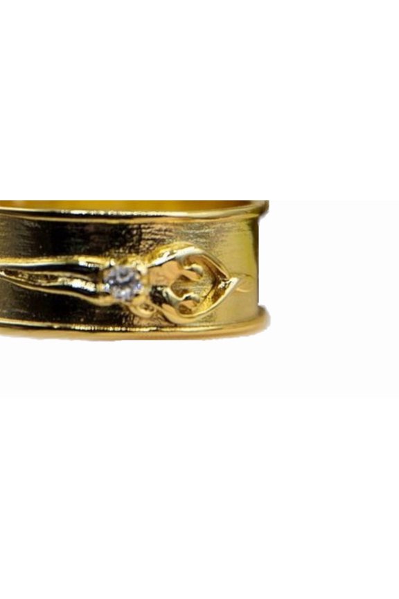 925 Sterling Silver Unisex Soulmate Ring, Gift for Him, Gold Overlay, Clear Cubic Zirconia Stone, Size 12