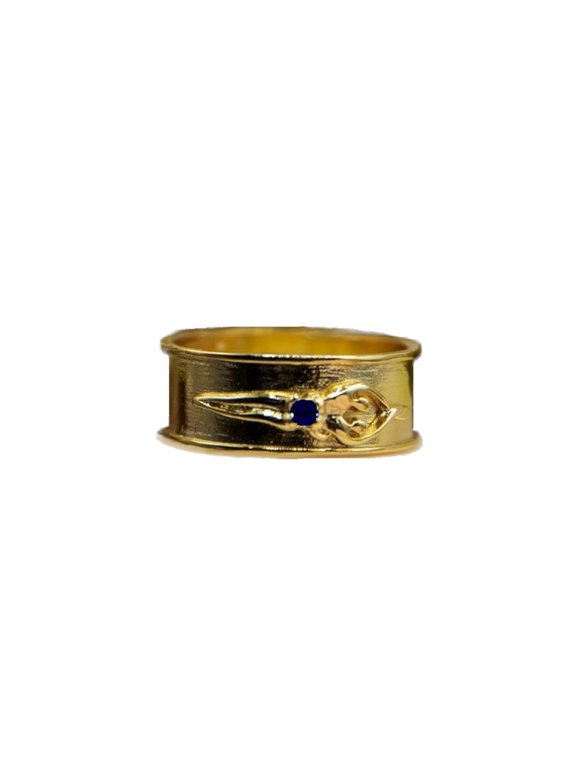 925 Sterling Silver Unisex Soulmate Ring, Gift for Him, Gold Overlay, Sapphire Cubic Zirconia Stone, Size 11