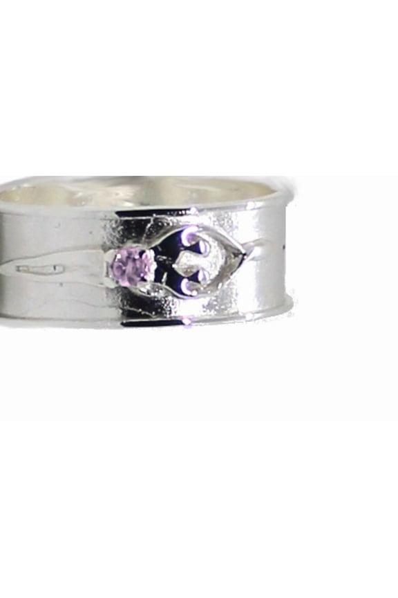 925 Sterling Silver Unisex Soulmate Ring, Gift for Him, Amethyst Cubic Zirconia Stone, Size 10